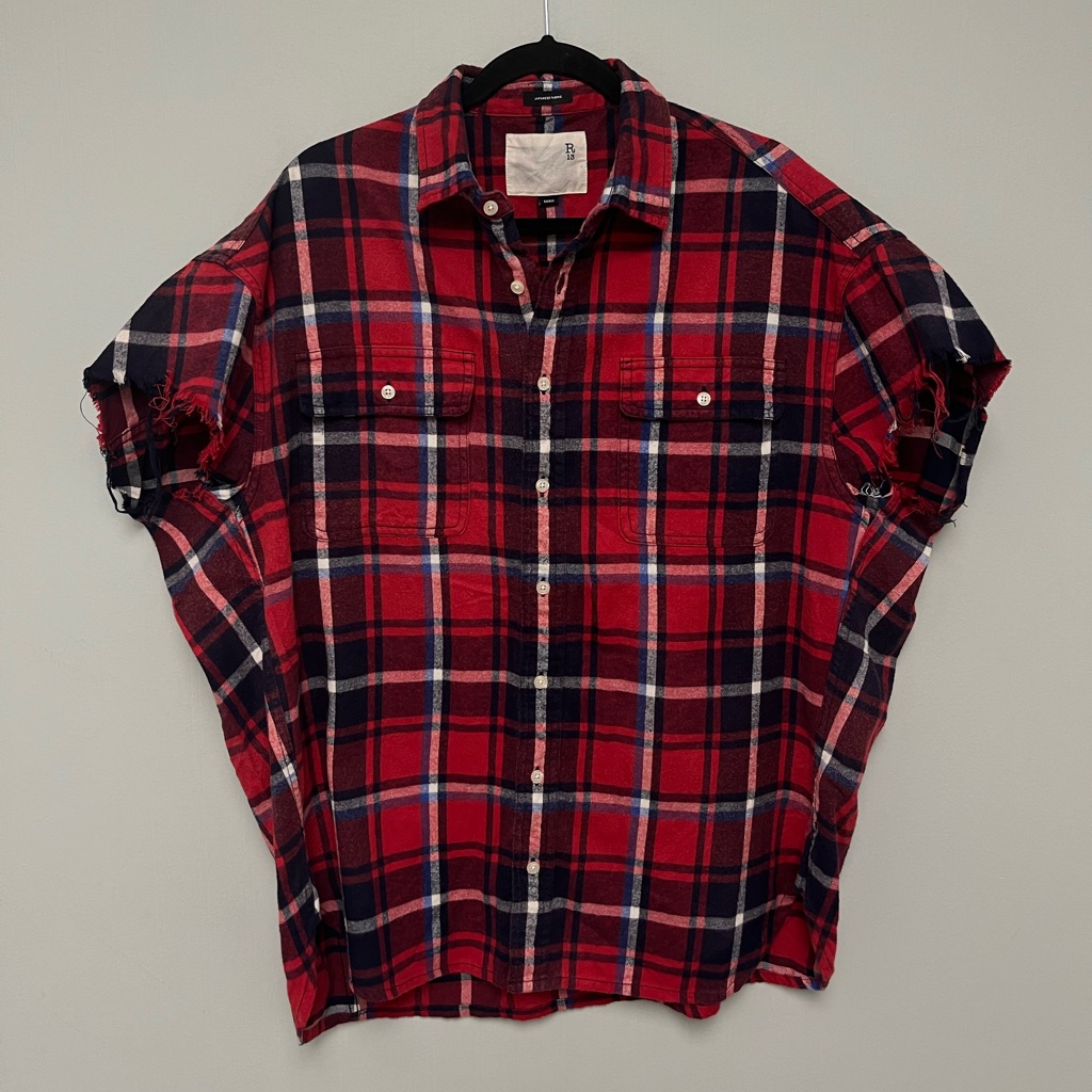 R13 Plaid Oversized Cutoff Shirt Size Small Brand New With Out Tags 495